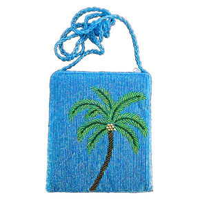 ERMO Women's Turquoise Beaded Palm Tree Crossbody Purse NWOT boho